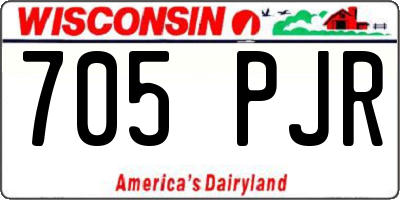WI license plate 705PJR