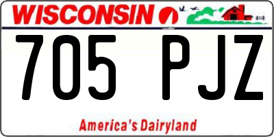 WI license plate 705PJZ