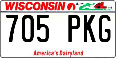 WI license plate 705PKG