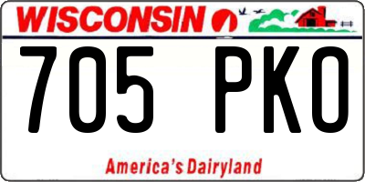 WI license plate 705PKO