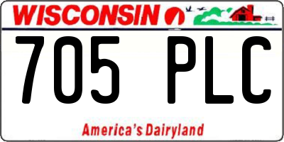 WI license plate 705PLC