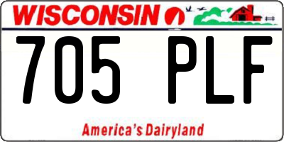 WI license plate 705PLF