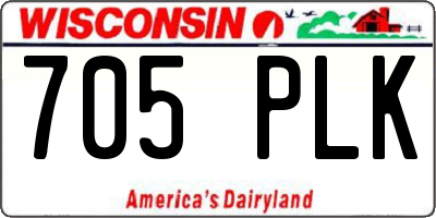 WI license plate 705PLK