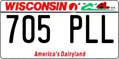 WI license plate 705PLL