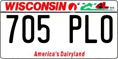 WI license plate 705PLO