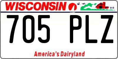 WI license plate 705PLZ
