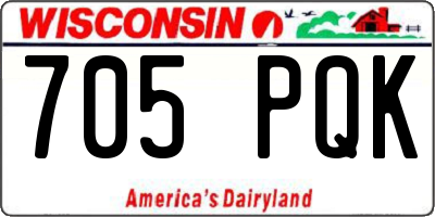 WI license plate 705PQK