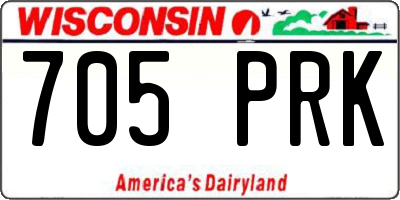 WI license plate 705PRK