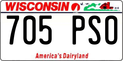 WI license plate 705PSO