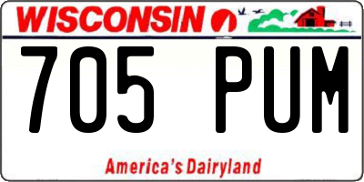 WI license plate 705PUM