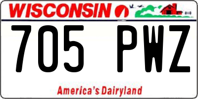 WI license plate 705PWZ