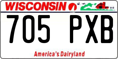 WI license plate 705PXB