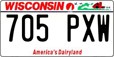 WI license plate 705PXW