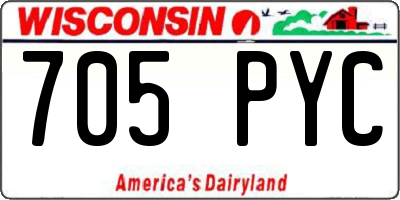 WI license plate 705PYC