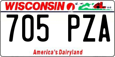 WI license plate 705PZA