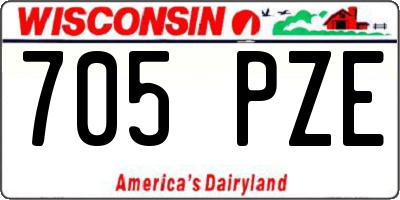 WI license plate 705PZE