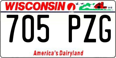 WI license plate 705PZG