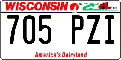 WI license plate 705PZI