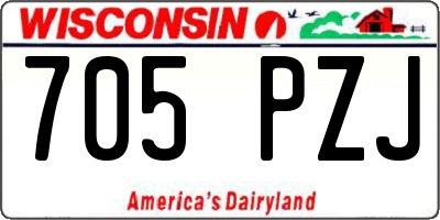 WI license plate 705PZJ