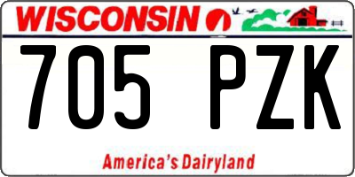 WI license plate 705PZK