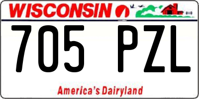 WI license plate 705PZL