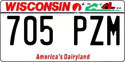 WI license plate 705PZM