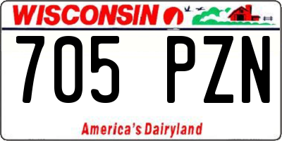 WI license plate 705PZN