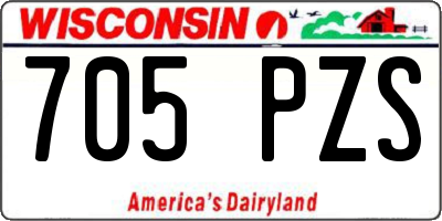 WI license plate 705PZS