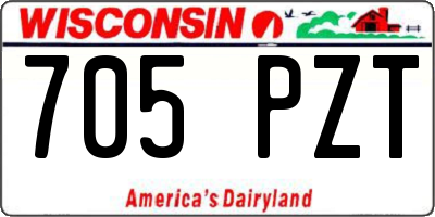 WI license plate 705PZT