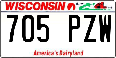 WI license plate 705PZW