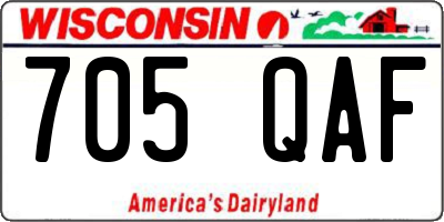 WI license plate 705QAF