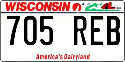 WI license plate 705REB