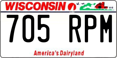 WI license plate 705RPM