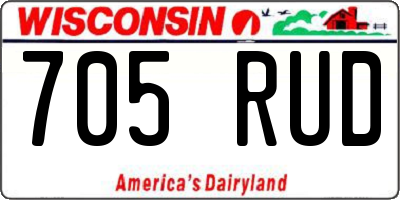 WI license plate 705RUD