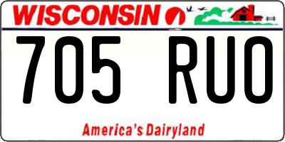 WI license plate 705RUO