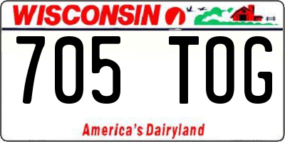 WI license plate 705TOG