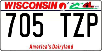 WI license plate 705TZP