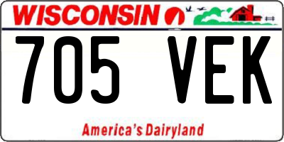 WI license plate 705VEK
