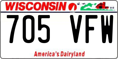 WI license plate 705VFW