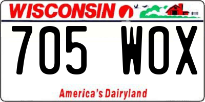 WI license plate 705WOX
