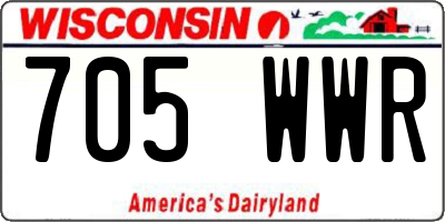 WI license plate 705WWR