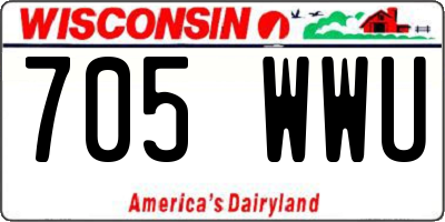 WI license plate 705WWU
