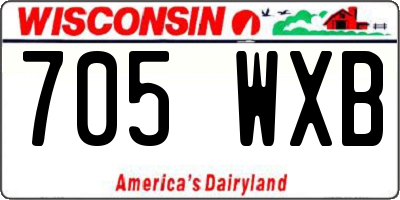 WI license plate 705WXB