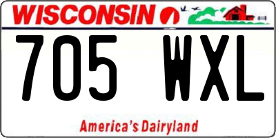 WI license plate 705WXL