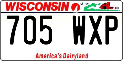 WI license plate 705WXP