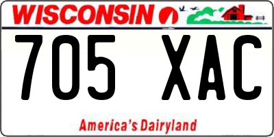 WI license plate 705XAC