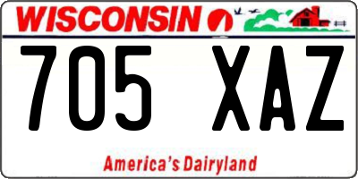 WI license plate 705XAZ