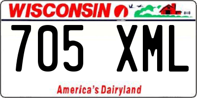 WI license plate 705XML