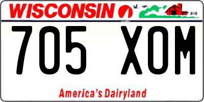 WI license plate 705XOM