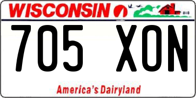 WI license plate 705XON